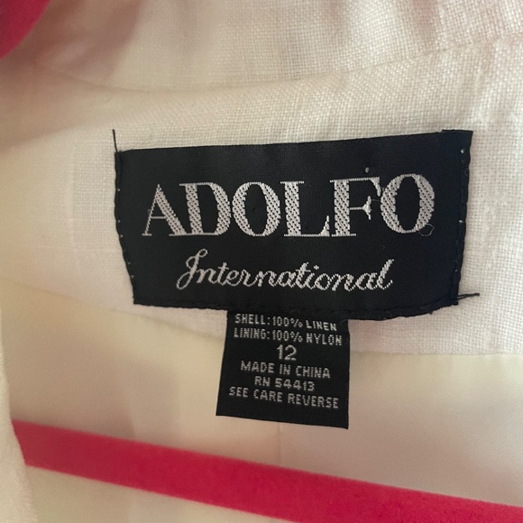 VINTAGE White 100% Linen Adolfo International Blazer, Size 12 - Picture 3 of 3